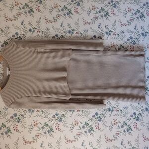 HM Mama Maternity Sweater Two-piece Shirt And Over The Bump Skirt Duo In Tan